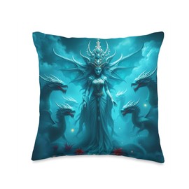 Fantasy Cute Goddess Of The Sea Throw Pillow
