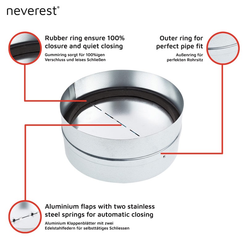 neverest® RK 6" Professional Backdraft Shutter Damper Connector Duct Fits