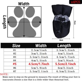 FaJoek Dog Shoes, Pack of 4 Waterproof Dog Shoes with Reflective Straps, Dog Shoes, Paw Protection, Non-Slip Dog Paw Protection, Paw Protection for Dogs Winter, for Small Dogs (Blue, #5)