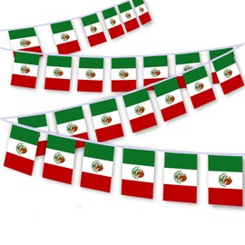 30 PCS Mexico Flag String,32 FT Mexican Bunting,Decoration Banner for Outdoor Indoor Patio Yard Decor