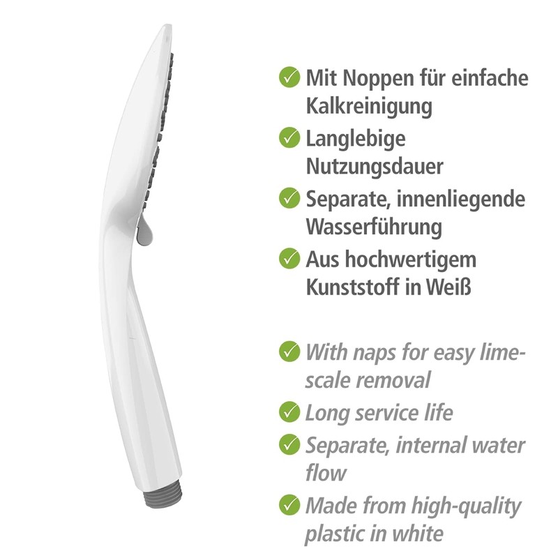 WENKO Young White Shower Head, Durable Universal Hand Shower, Trendy