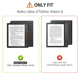 DUEDUE for Kobo Libra 2 Sleep Cover Case, Auto Wake/Sleep Technology, Slim Hard Back Shell Protective Cover Built-in 2-Way Stand, Vegan Leather Case, Purple