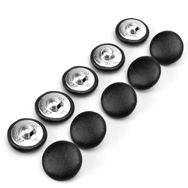 10PCS Faux Leather Covered Buttons, 0.98" Large Round Botones Para Tapicería for Upholstery Tufting Knitting DIY Handcraft, Fabric Coat Blazer Jacket, Furniture, Shoe Decoration, Couch Cushions(Black)