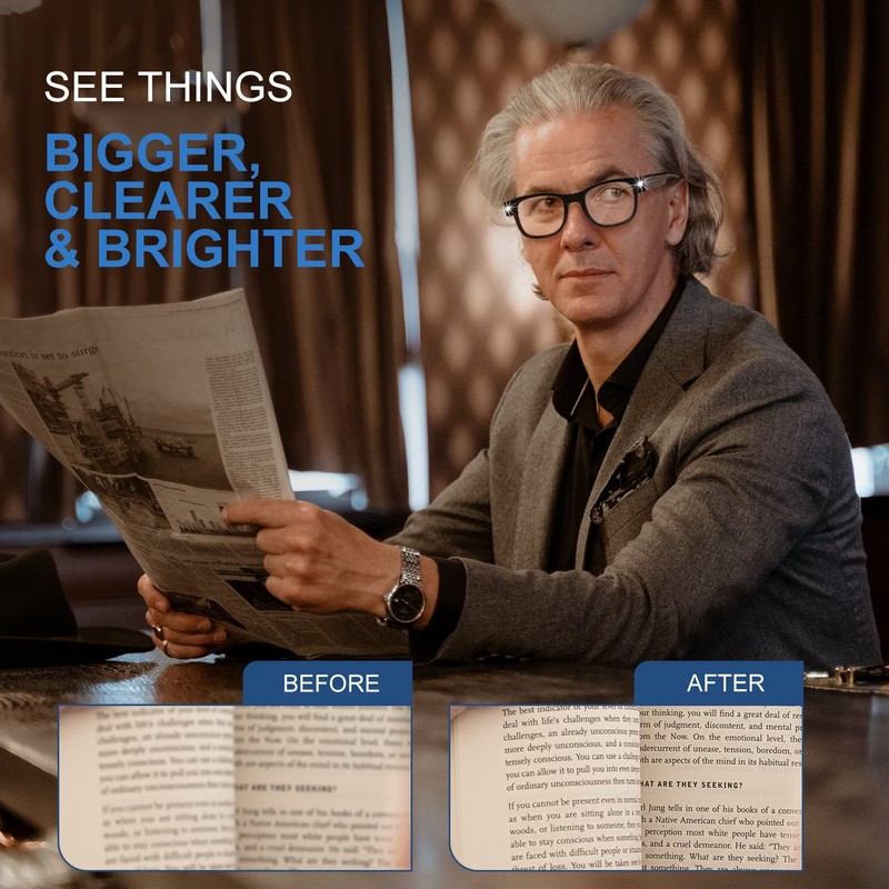 OKH Reading Glasses with Lights, Rechargeable, Bright LED Lighted Readers