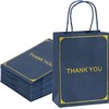 Sdootjewelry Thank You Gift Bags 50 Packs, Navy Blue Small Gift Bags with Handles, Gold Foil Thank You Bags for Business Small 5.9''×3.1''×8.1'', Gift Bag for Birthday Wedding Party Shopping