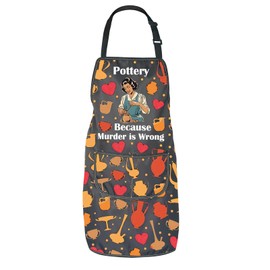 JNIAP Pottery Lover Gift Pottery Because Murder is Wrong Apron Ceramics Gift for Her (Pottery Because Apron)