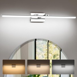 BrkNit LED Bathroom Vanity Light, Modern Bathroom Light Fixture Over Mirror (3000K/4000K/6000K, Dimmable), Vanity Light Bar with Angle Adjustable, 40 Inch, Chrome