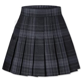 Girls Plaid Skirt High Waist School Uniform Skater Pleated Plaid Skirts for Girls, Gray Black Plaid, 3-4T = Tag 110