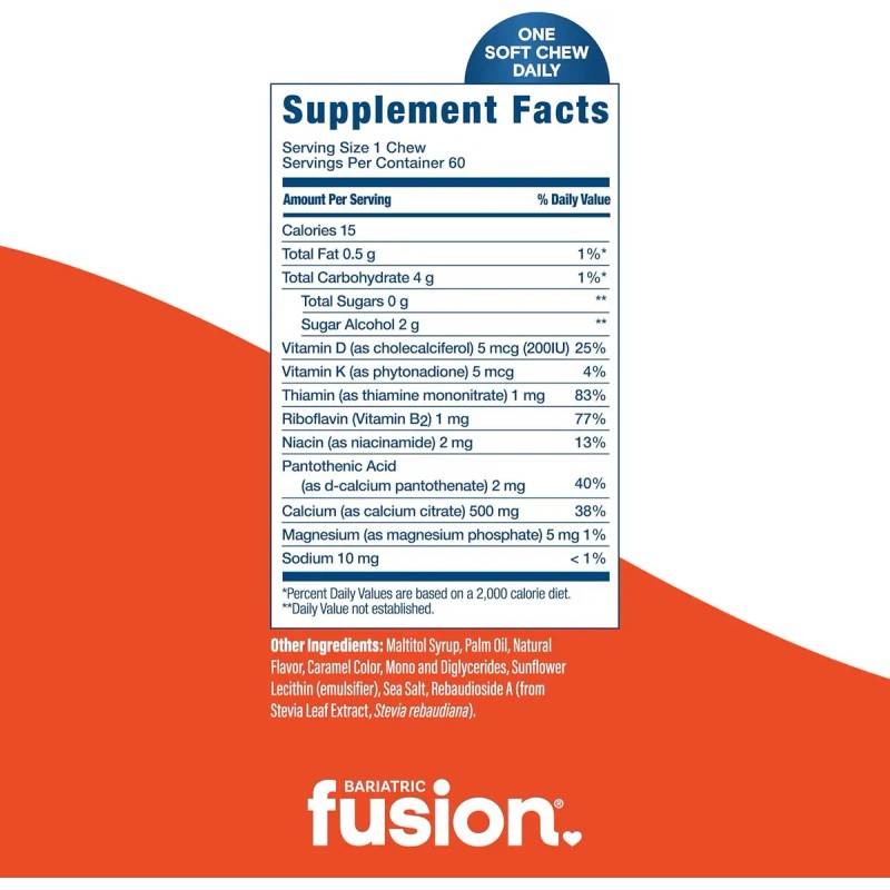 Bariatric Fusion Soft Chews Vitamina D Calcio Sabor Caramelo 60