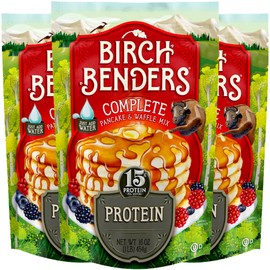 Performance Protein Pancake and Waffle Mix with Whey Protein by Birch Benders, 15 Grams Protein Per Serving, 1 Pound (Pack of 3)