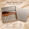 Glamza 12-Piece Make-up Brushes Set with Metal Case, Gold and