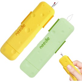 WADY 2PCS Needle Threader Seam Ripper,Quick Needle Threading Tool, Exclusive 3IN1 Sewing Tools with Storage Box, Multi-Functional Thread Puller Stitch Remover for Quilting Crafting (Yellow/Green)