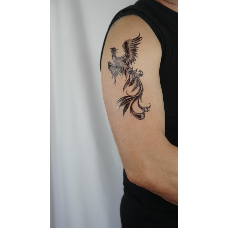 2 Sheets Dragon and Phoenix Tattoo Fake Tattoo Arm Tattoo
