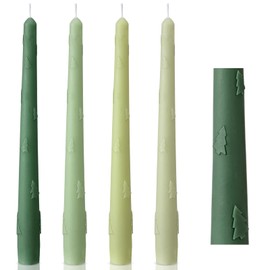 Nuanchu 4 Pcs 10 Inch 3D Christmas Tree Taper Candles Long Tapered Candlesticks Unscented, Smokeless, Dripless for Birthday Dinner Wedding Party Home Decor