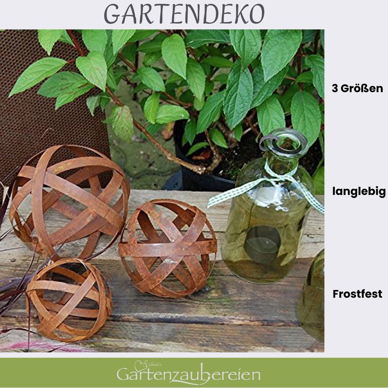 Decorative Rust Ball for Garden Set of 3 in 3