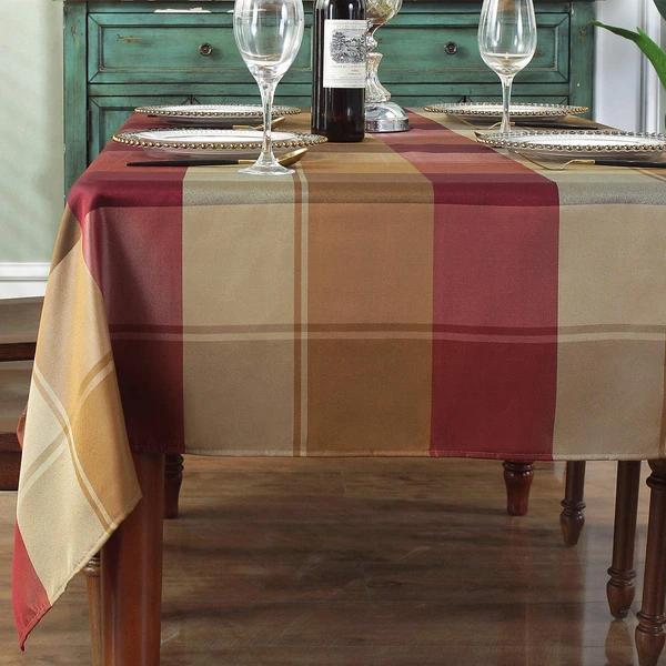 SASTYBALE Rectangle Tablecloth Checkered Style Polyester Table Cloth Spillproof Wrinkle