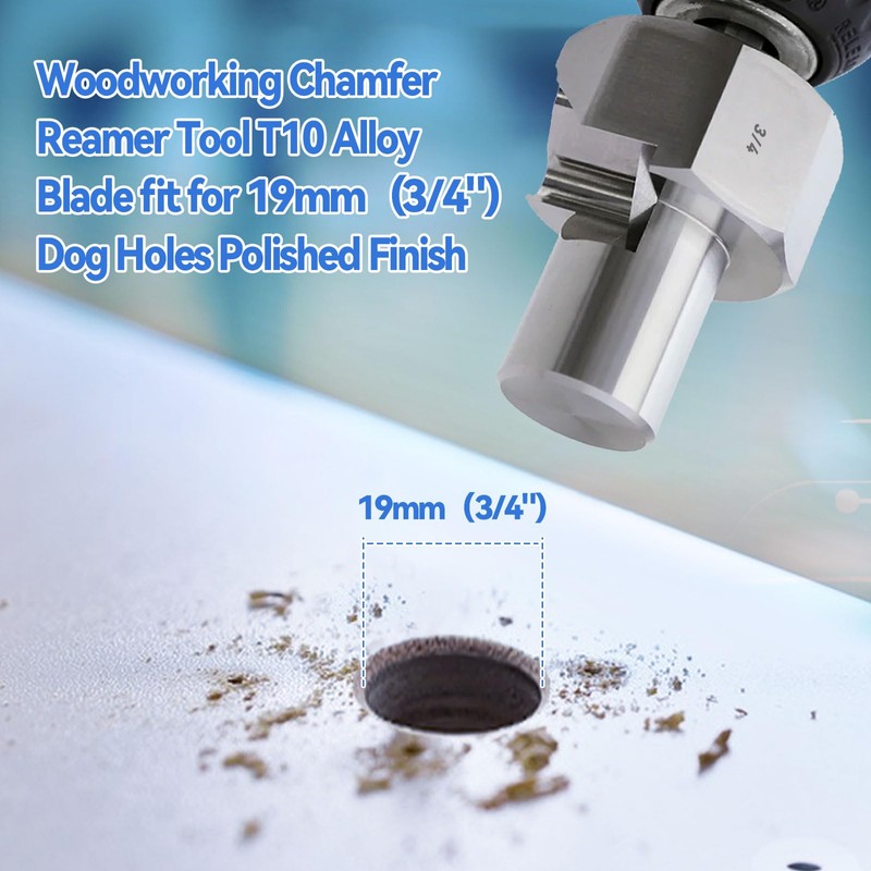 3/4" Bench Dog Hole Chamfer Reamer Tool,Woodworking Workbench Dog Hole