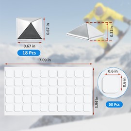 18Pcs Snowboard Stomp Pad Studs Pyramid Snowboard Grip Stomp Pad Snowboarding Anti Slip Metal Grip Snowboard Step Pad Self Adhesive Snow Board Mat Provides Extra Grip for Men Women Skiing Silvery
