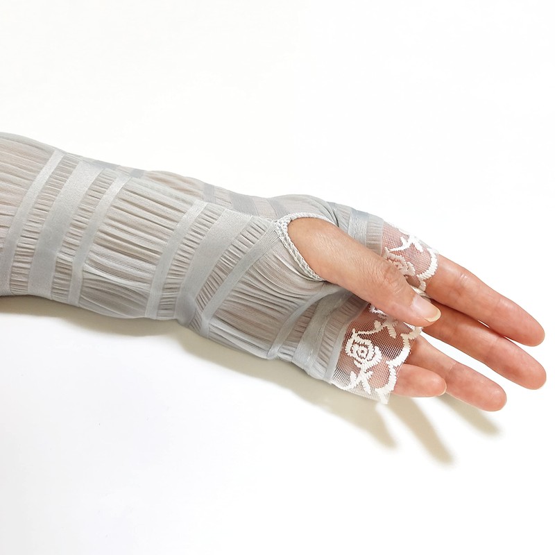simPLEISURE qa100215 Arm Cover, Lace Included, Sunscreen Gloves, UV Protection,