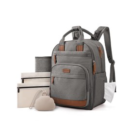 Baby Diaper Bag with Waterproof Changing Pad, Dark Gray