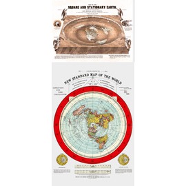 Gleason's New Standard Map Of The World - 24" x 36" | Orlando Ferguson's Map of the Square and Stationary Earth - 24" x 18" (SET OF 2)