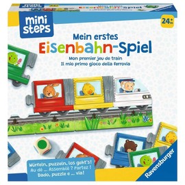 Ravensburger ministeps 4187 My First Railway Game, First Dice and Puzzle Game for Colour Learning, Toy from 2 Years