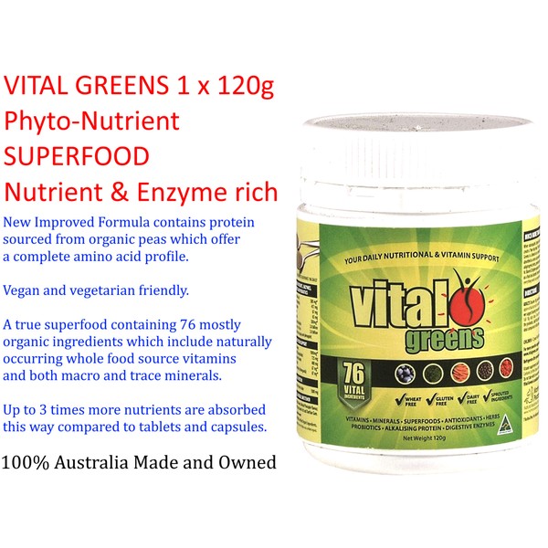 Martin & Pleasance VITAL GREENS Phyto-Nutrient SUPERFOOD Nutrient & Enzyme 120g