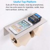 Double Toilet Paper Holder with Shelf Brushed Nickel, APLusee SUS