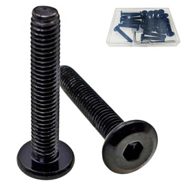 Awilzzoe M6 x 35mm 20Pcs Flat Head Hex Socket Cap Screws Bolts, Socket Head Screws, 304 Stainless Steel Surface Black zinc Plated, Full Thread, for Furniture, Offices, garages, with Hex Spanner