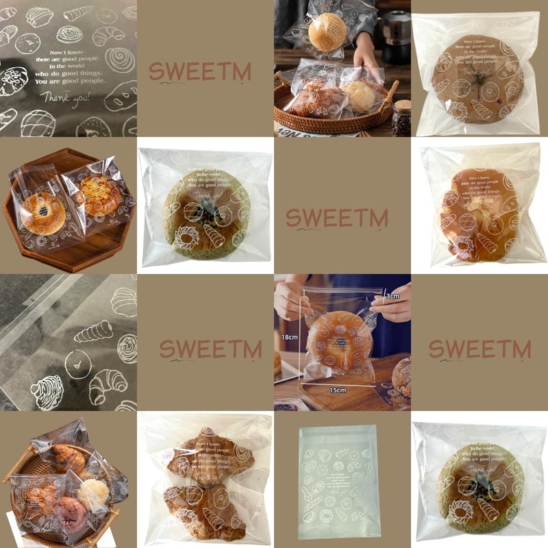 SWEETM Bread Bag, Wrapping, Sale, Gift, Tape Included (100)