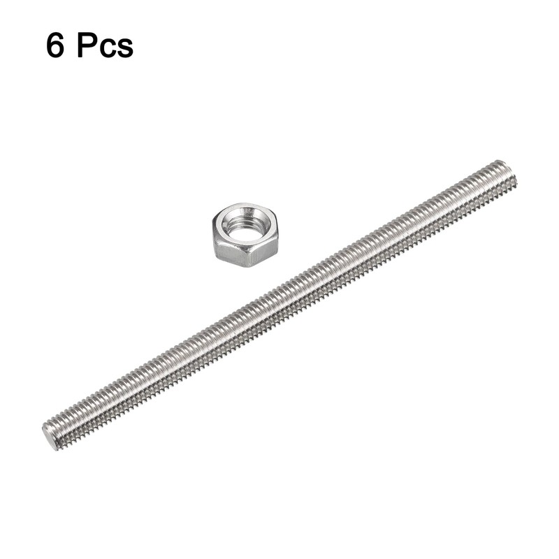 sourcing map 6 Pcs M8 x 200mm Fully Threaded Rod