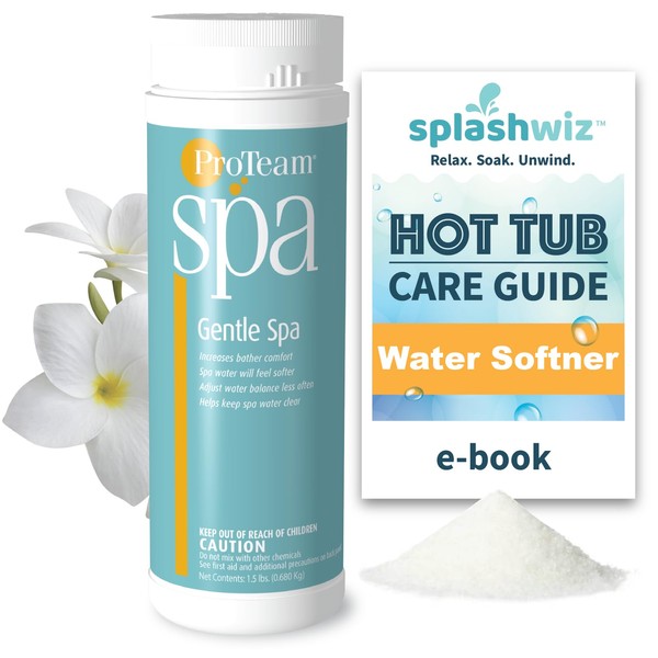 Proteam Spa Gentle Spa Hot Tub Water Softener & Hot Tub Fragrance - Spa Fragrance Hot Tub - Natural Spa Chemicals with SplashWiz Spa & Hot Tub Chemicals Care Guide e-Book Made in USA (1.5 lb)