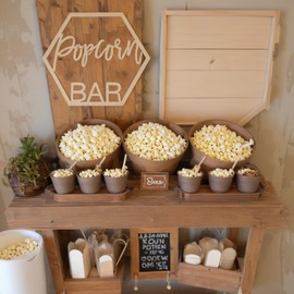 Koyal Wholesale Wood Popcorn Bar Sign, Wedding Display, Party Banner, Event Decorations For Wedding Engagement Bridal Shower Baby Shower Birthday Party (Popcorn Bar)