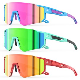 QALLY 3 Pack Kids Sunglasses for Boys Girls Age 4-14, Youth Baseball Sunglasses, Cycling Softball Running UV Protection Sport