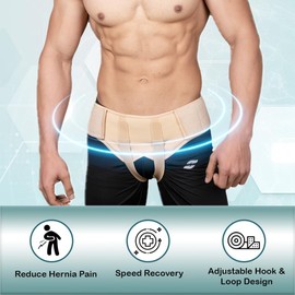 JSMA CARE Hernia Belt for Men, Hernia Support Truss, Adjustable Waist Strap, 2 Removable Compression Pads, Breathable Material (XX-Large(46" - 52''))