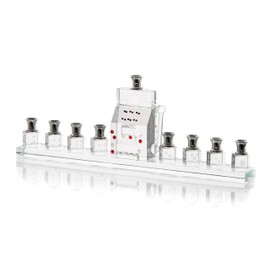 Copa Judaica Slot Machine Crystal Menorah for Chanukah – for Standard Hanukkah Candles – Fun Novelty Casino Dice and Gambling Design – 3.5" Tall x 10" Wide