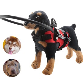 Dispositivo de Guía de Arnés para Perros Ciegos Ajustable, Pechera para Perros Ciegos con Anillo anticolisión, para Dispositivos Guía Protectores para Perros con Discapacidad Visual (Rojo, M)