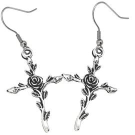 Baluue Gothic Rose Cross Earrings for Women Punk Style Retro Jewelry Lightweight Allergy Unique Ear Accessories for Various Outfits and Occasions
