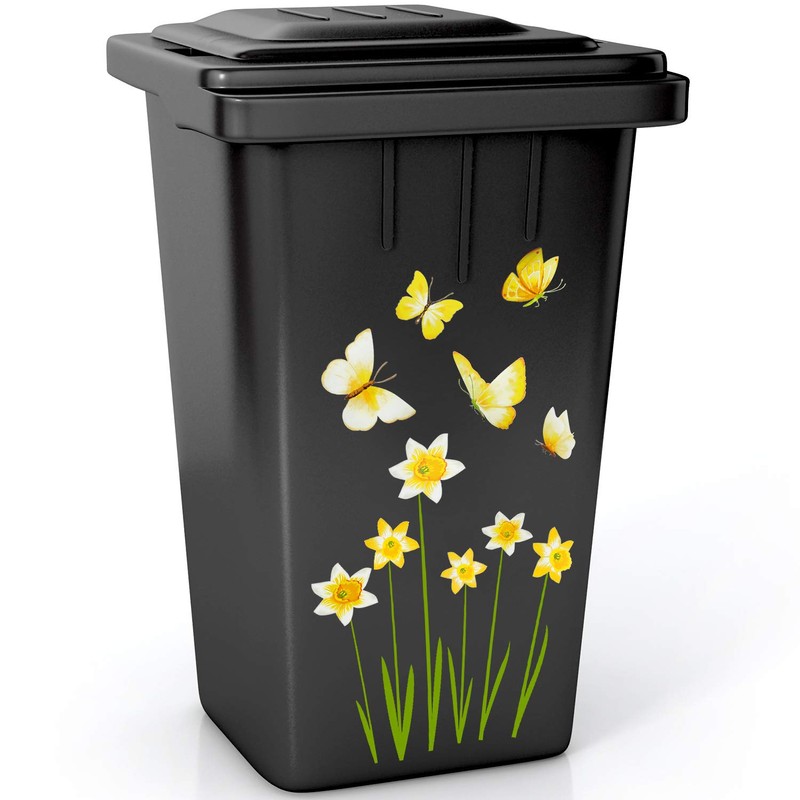 Flower Wheelie Bin Stickers Decorative Wheelie Bin Covers Dustbin Flower
