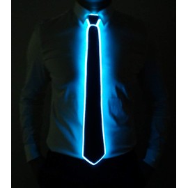 SATUMIKO Burning Man Light Up Fanny Ties Novelty Necktie For Men LED Light Up Ties Costume Accessory (Blue-Micro Solid Tie)