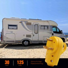 Facon RV 30 Amps Male Replacement Plug, Heavy Duty 30 Amp RV Plug Receptacle with Grip Handle, for RV, Camper, Trailer, 5th Wheel, Motorhome