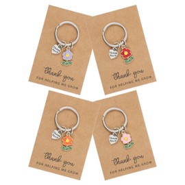 Nogeqi Pack of 4 Thank You Keyrings for Teacher Gift Colleague Leaving Gift Teacher Teacher Thank You Gifts Small Gifts Farewell Primary School Teacher Gift