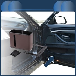 INFINAUTO Car Trash Can Front Rear Seats 7.1" Length 2.8" Width 5.5" Height Auto Trash Bin Faux Leather ABS Brown Hanging