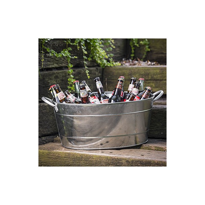 Tablecraft Galvanized Oval Beverage Tub, 5.5 Gallons