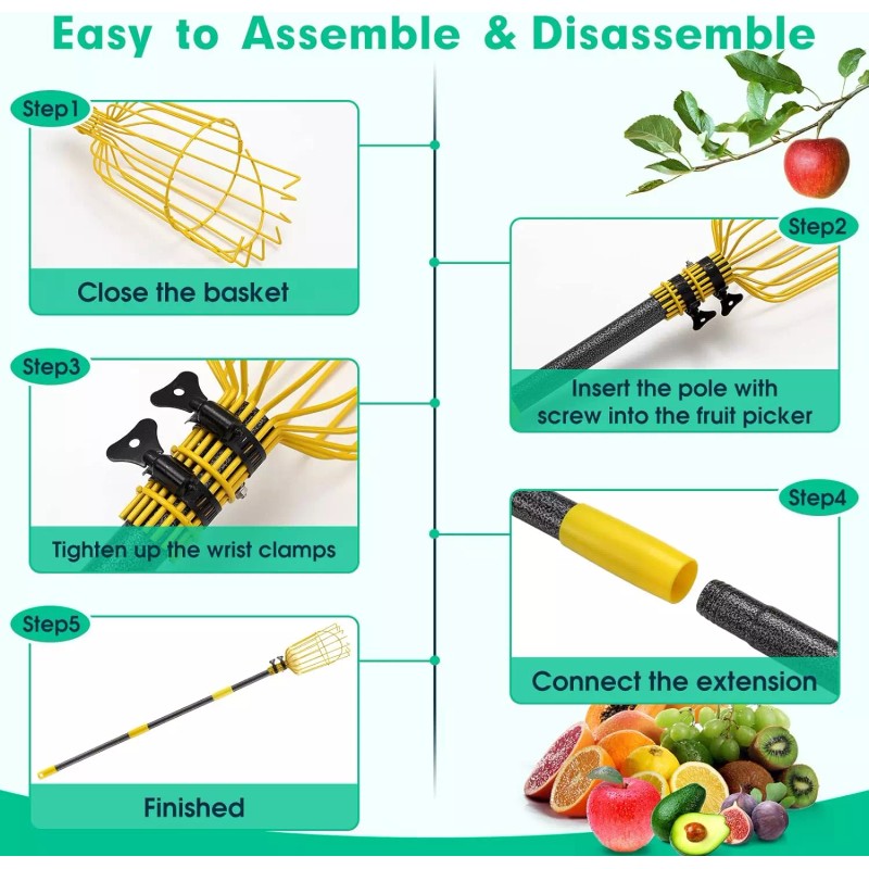 Nicecho 96" Long handle Fruit orange apple etc picker grabber