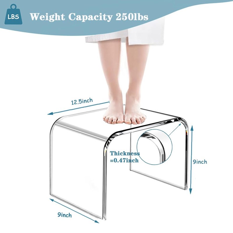 Kids' Step Stool 9'' Acrylic Transparent Step Stools Strong Load