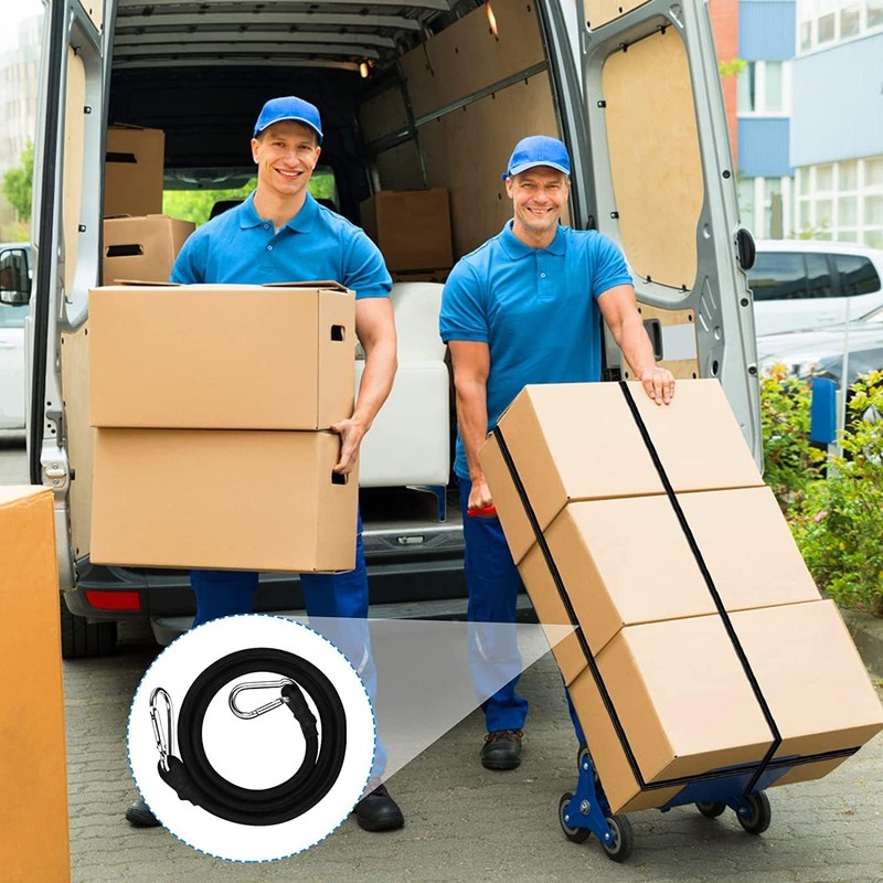 WANGBINGFF 4Pcs Black Bungee Cord with Carabiner, 1m Long, 8mm