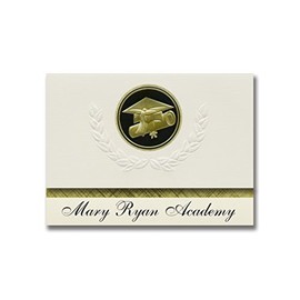 Signature Announcements Mary Ryan Academy (Louisville, KY) Graduation Announcements, Presidential style, Basic package of 25 Cap & Diploma Seal. Black & Gold.