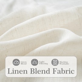 DriftAway Semi Sheer Scalloped Edge Linen Coastal Beach Window Curtains for Living Room Bedroom 2 Panels Rod Pocket Each Size 52 Inch by 63 Inch Gray