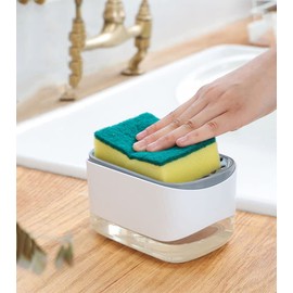 WANGCL Dish Soap Dispenser for Kitchen 2 in 1 Soap Dispenser and Sponge Holder Dishwashing Soap Pump Dispenser for Kitchen Countertop